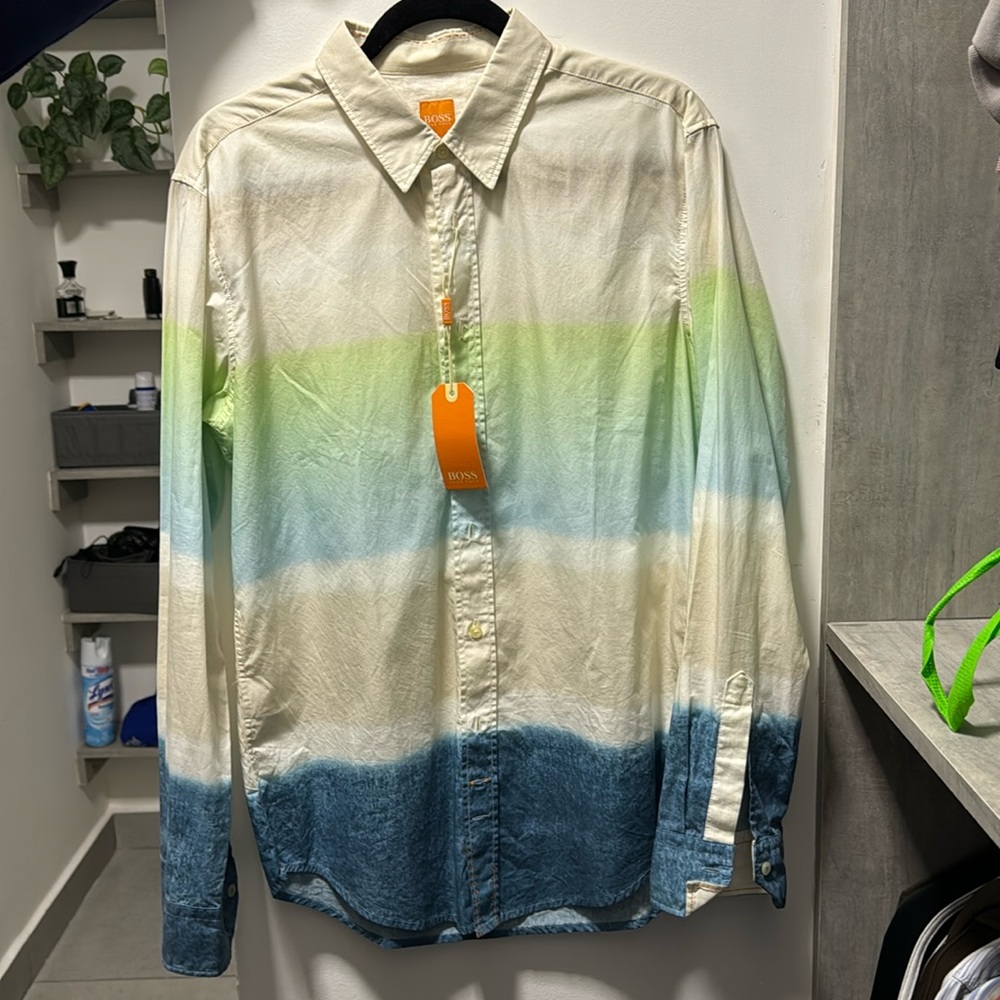 Orange BOSS button shirt